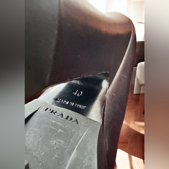 NWOT. Prada black leather boots with silver hardware. Front zipper - Picture 4 of 12